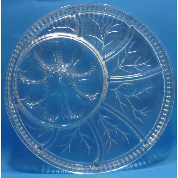 13" Indiana Glass Round 8 Egg 7 Section Egg & Relish Plate / Dish EASTER - Picture 4 of 7